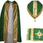 Green Cope Vestment Satin Lined Traditional Catholic + Embroidered Humeral Veil