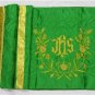 Humeral Veil Embroidered Vestment Green Damask Satin Lined Pockets Latin Mass
