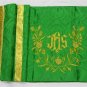 Humeral Veil Embroidered Vestment Green Damask Satin Lined Pockets Latin Mass