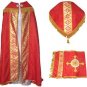 Red Cope Vestment Satin Lined Traditional Catholic + Embroidered Humeral Veil