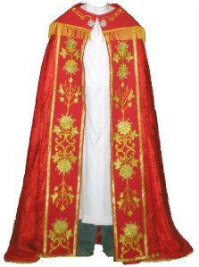 Red Cope Vestment Satin Lined Traditional Catholic Embroidered+Humeral Veil