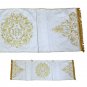 White Solemn High Mass Set, Fiddleback Chasuble, Cope, Stoles, Maniples, Dalmatic, Tunicle