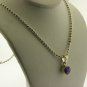 Sterling Silver 925 Beaded Necklace w/ Orange/Pink Crystal Pendant 16.25" #6