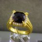 Charles Krypell Garnet and Diamond Ring 18k yellow gold Sz 8