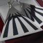 STERLING SILVER  HAND MADE BLUE CRUSHED STONE TRIANGLE  EARRINGS .