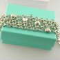 TIFFANY&CO ST.SILVER MULTI- STRAND LINK HEART TOGGLE  BRACELET 8"INCH