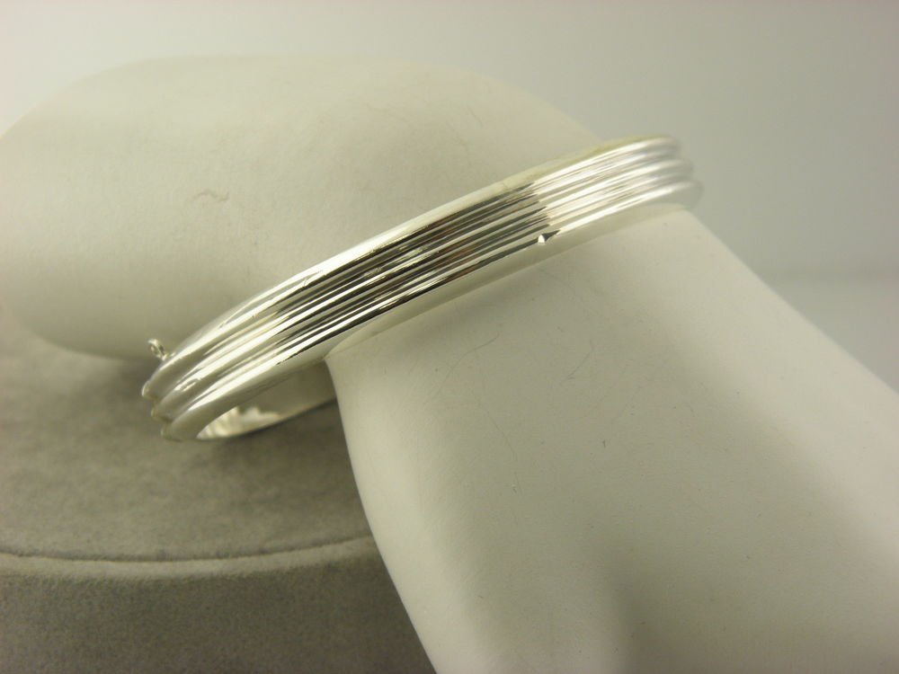 Sterling Silver 925 Bangle Bracelet 7" #9