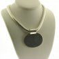 Sterling Silver 15" Thick Wire Chain Round Plate Necklace #31