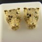 14K Yellow Gold  Diamond & Emerald 0.64 TCW Leopard Earrings #1410EA70
