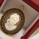 Fine Estate 14K Shell Cameo Pendant Pin Brooch Heavy 12.2 grams