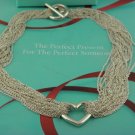 Tiffany & Co. Sterling Multi-Chain Mesh Heart Pendant Necklace 18" INCH.