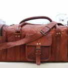 Men's Brown Vintage Genuine Leather Cowhide Travel Luggage Duffle Gym Bags Tote
