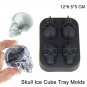 3D Skull Ice Cube Tray Mold Makes Four Giant Skulls Food Grade Flexible Silicone