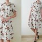 70s Japanese short sleeve mini day dress with matching belt,church and graphic printed,S-M-L