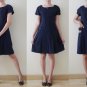 Vintage navy short sleeve MOD mini dress, cute waistband, pleated skirt, school girl, sailor,