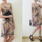 Hipster LEAF Printed,Hawaiian Spaghetti Strap Mini dress,slip dress,Tropical Jungle printed,oriental