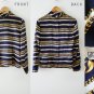 VTG silky navy and gold baroque style blouse, Versace Style, gold chains prints, high neck