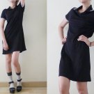 90s black and white Gothletics sporty racing stripe mini dress, Polo dress, short sleeve, body con