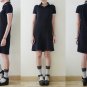 90s black and white Gothletics sporty racing stripe mini dress, Polo dress, short sleeve, body con