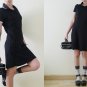 90s black and white Gothletics sporty racing stripe mini dress, Polo dress, short sleeve, body con
