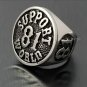 Stainless Steel Silver Biker 81 Support World Ring Mens Motorcycle Biker 81 Ring hells angels