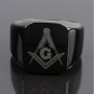 Black Men's Rings Jewelry Freemasonry Free Mason Masonic Stainless Steel Finger Ring Size 7 to 15