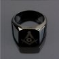 Black Men's Rings Jewelry Freemasonry Free Mason Masonic Stainless Steel Finger Ring Size 7 to 15