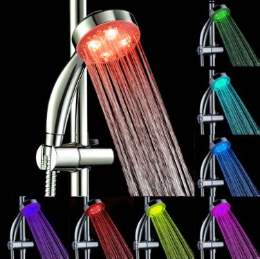 Colorful Head Home Bathroom 7 Colors Changing LED Shower Water Glow Light