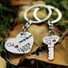 1 Pair Zinc Alloy Silver Plated Lovers Gift Couple I Love You Heart Keychain