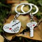 1 Pair Zinc Alloy Silver Plated Lovers Gift Couple I Love You Heart Keychain