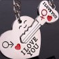 1 Pair Zinc Alloy Silver Plated Lovers Gift Couple I Love You Heart Keychain