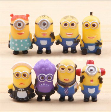 8 pcs/Set Hot Sales 5cm 3D Eye Despicable Me 2