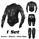 Motorcycle Body Armor Protective Jacket+ Gears Short Pants+protective Motocycle Knee Pad