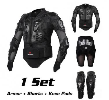Motorcycle Body Armor Protective Jacket+ Gears Short Pants+protective Motocycle Knee Pad