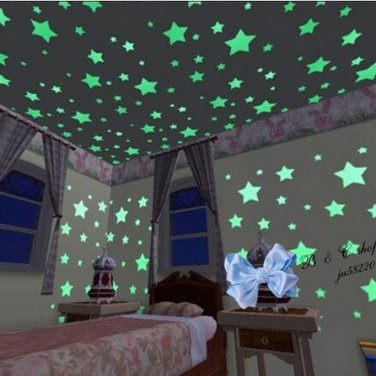 100PCS Home Glow In The Dark Stars Wall Stickers Decal for Kids Baby Rooms Sticker
