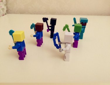 6pcs/set Minecraft Toy With Weapon Hanger Creeper Action Figure Minecraft 3D Models Classic