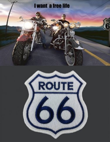 Biker Vest Jacket Cloth Patches ROUTE 66 Mark HARLEY RIDER DIY Parts Loco Motive Embroidery Patches