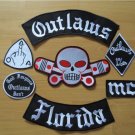 Embroidery "outlaws florida "Patches for Jacket Back Full Size and Full Set