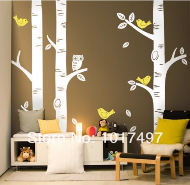 100"x100" Birch Tree Wall Decals for nursery- Baby nursery room art mural vinyl wall decor stickers