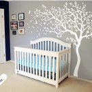 Huge White Tree Flowers Vinyl Wall Decals Nursery Tree and Birds Wall Art Wall Sticker