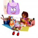 5pcs/set Dora the Explorer Toy Doll+Boots the Monkey+Swiper Fox+Dora Children Backpack+Map Plush