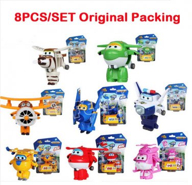 8PCS/Set Super Wings Mini Airplane ABS Robot toys Action Figures