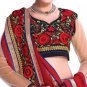 Great Looking Off White and Red Embroidered Net Lehenga