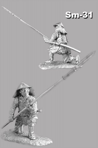 Medieval 1/32 Japanese Ashigaru with Yari Tin Miniature Figure Toy Soldiers 54mm 