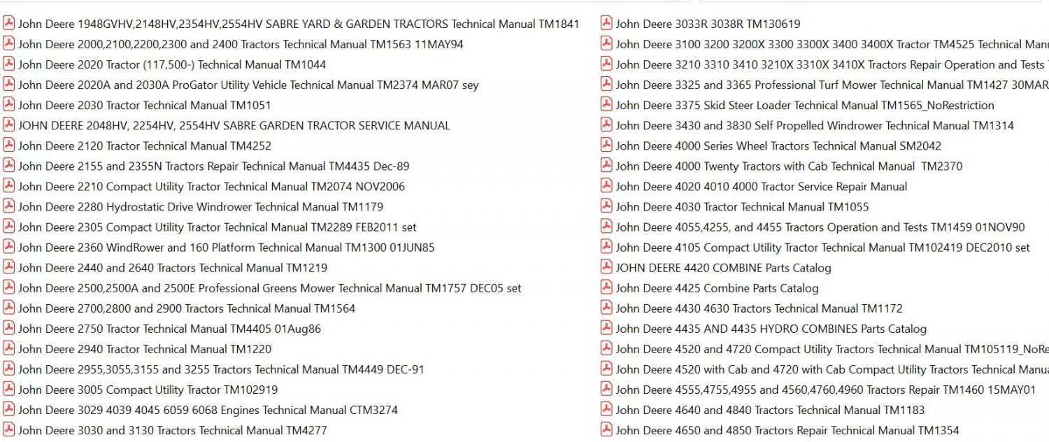 Big John Deere Collection Service Repair Manuals,Owners Manuals Download