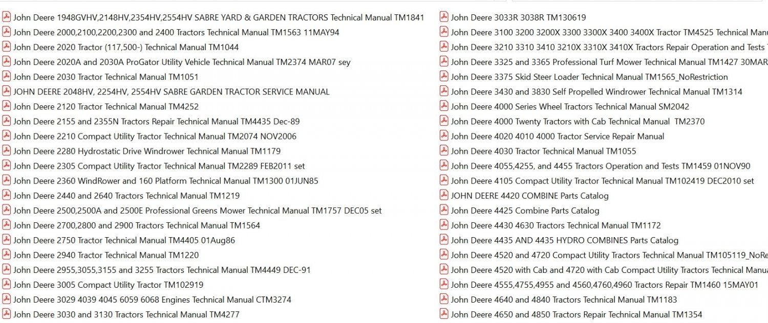John Deere Collection Service Repair Manuals,OwnersManuals Download