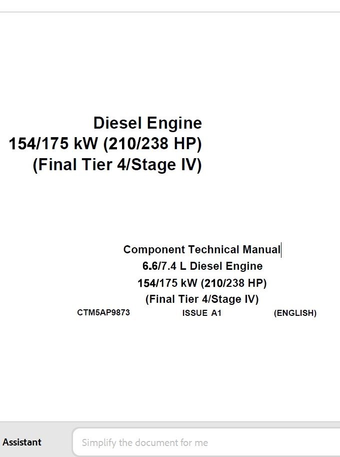 John Deere 6.6/7.4 L Diesel Engine Component Technical Manual CTM5AP9873