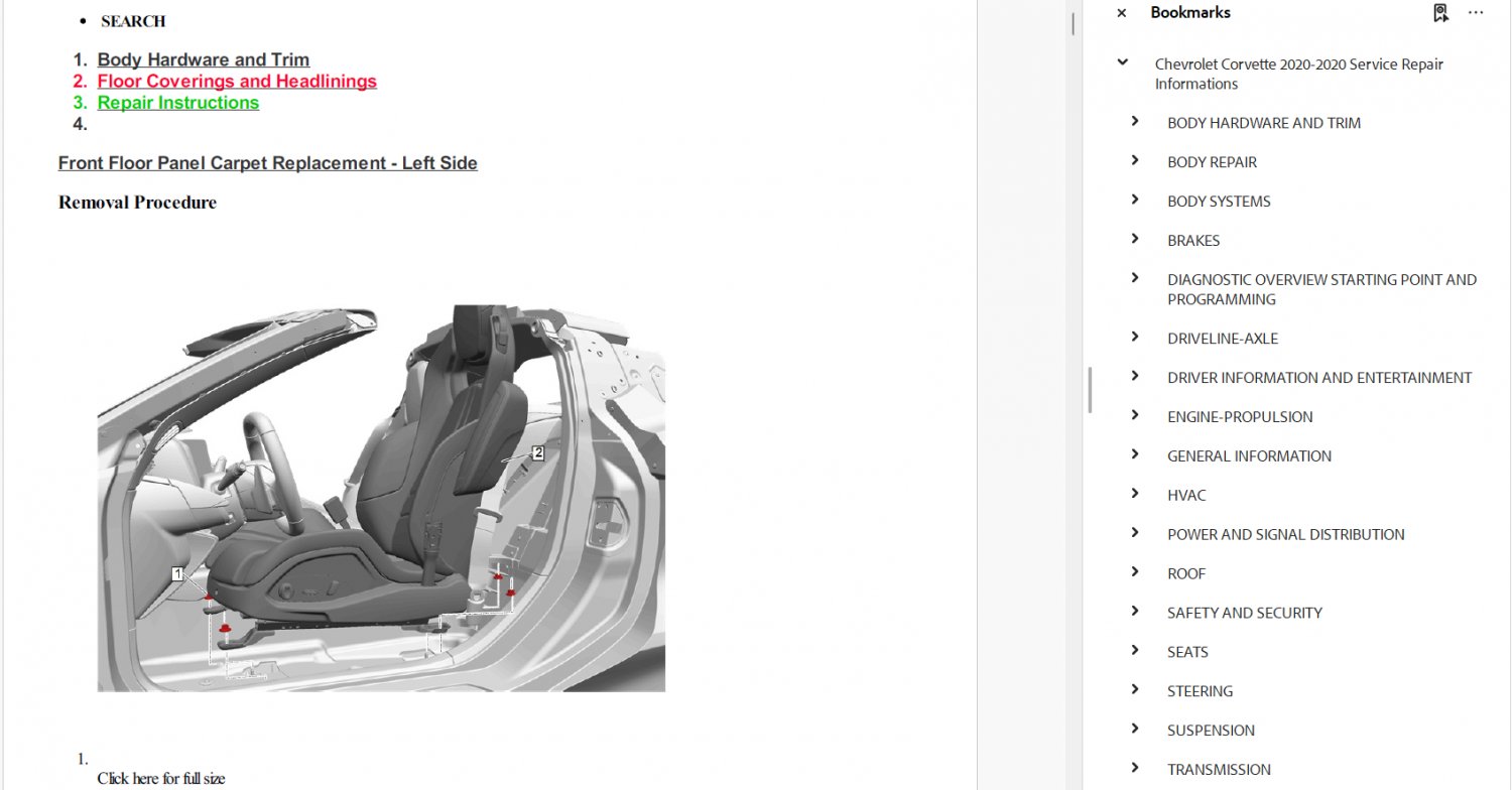 2022 Chevrolet Corvette C8 Service Manual Download