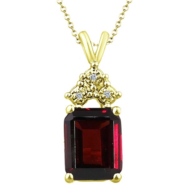 3.66 tcw Emerald Cut Garnet & Round Diamond Pendant Graduated 10k ...