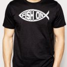 Best Buy FISH ON Jesus Fish Ichthus Fishing Men Adult T-Shirt Sz S-2XL